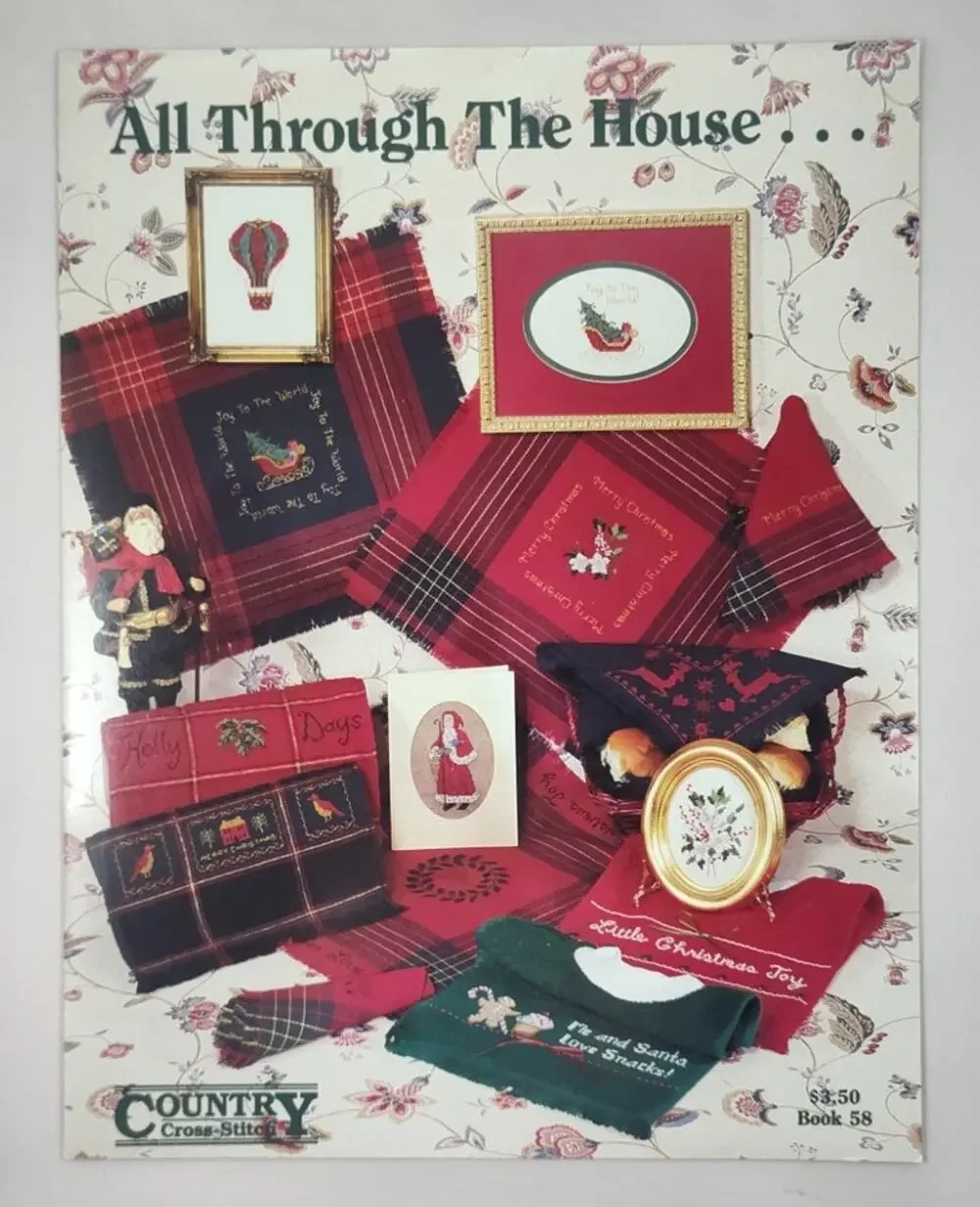 Country Cross Stitch All Through The House Christmas Santa, Sleigh Patterns